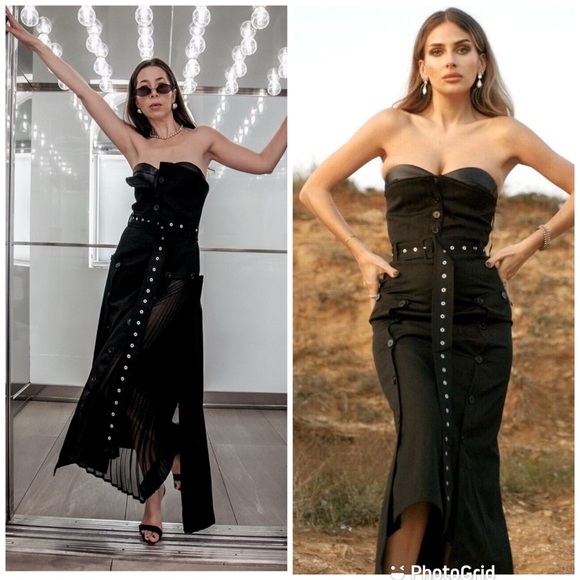 H&M Dresses & Skirts - Rokh x H&M Bandeau Dress With Leather Bra Black